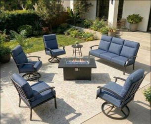 Aluminum patio furniture aluminum patio set fire pit propane outdoor patio furniture set ☑️🆕🚛🚎