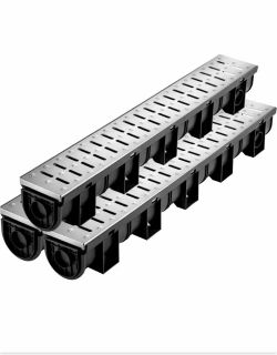 VEVOR Trench Drain Grate 39 in. L x 5.8 in. W x 5.2 in. D Drainage Trench with Metal Grate and End Cap Channel Drain 3 Pack