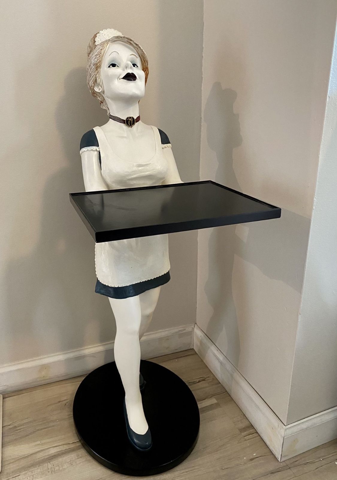 3ft Tall Vintage Bombay Spooky Halloween Dead Looking French Maid Waitress Serving End Table Decoration 