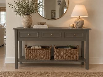 Solid Wood Custom Console Table 3 Drawers (48” L x 18” D x 29” H)