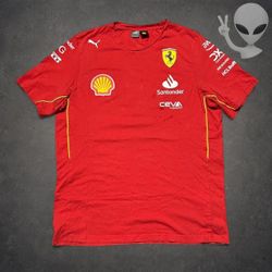 Puma Scuderia Ferrari 2024 F1 Team T-Shirt Men's L Red Racing Crewneck Tee Shirt
