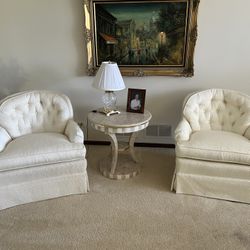 2 - White Side  Chairs 31” H X 29” W X 21”D