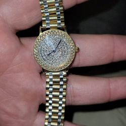14KT VS DIAMOND SWISS WATCH ON 10KT JUBILEE BAND