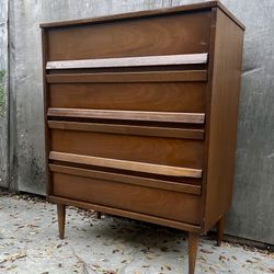 Mid Century Tallboy Dresser By Bassett - Walnut 