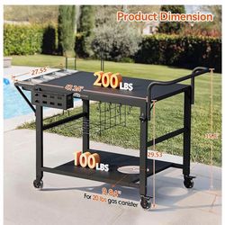 NEW Leteuke Pizza Oven Table, Grill Cart Table for Blackstone Griddle, Outdoor Pizza Oven Stand Fits