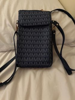 MKF Collection Monogram Crossbody Bag Black Gray Gold
