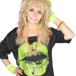 Women Or Man’s 80's Wig Long Curly Blonde Wig for 70s 80s Rocker Mullet Hair  Brand New