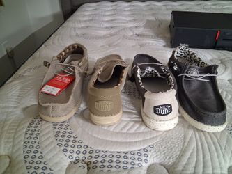 Hey Dude Wally Stretch Canvas Opal Black M11 & 3 Wally Sox Wide Beige Sz10