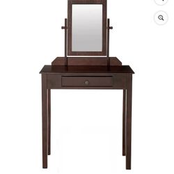 Wooden Vanity Table With Mirror And Drawer 