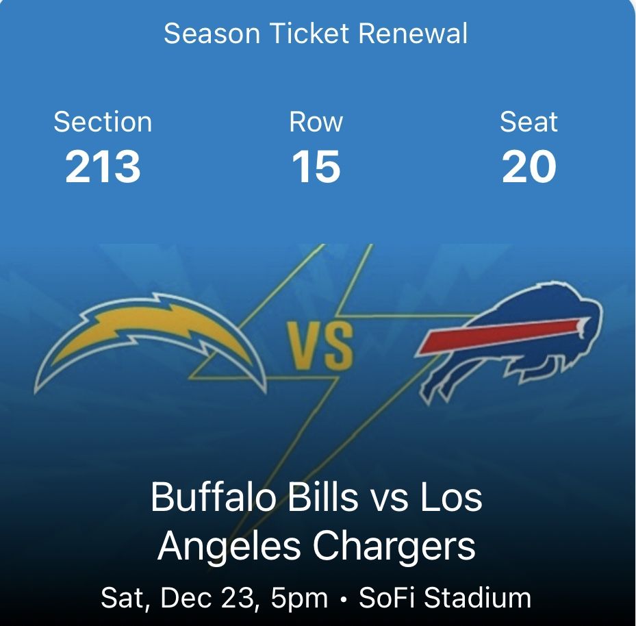 Chargers vs Bills, Chargers tickets, Chargers football for Sale in San