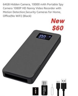 New Spy Camera, Hidden Camera 64GB 10000mAh HD 1080P Portable Covert Security Nanny Spy Cam, Mini Hidden Camera with Motion Detection/Night Vision/Gra