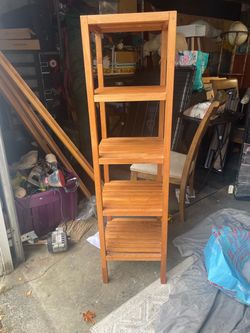 Tall Wooden 4-Tier Freestanding bathroom Shelf