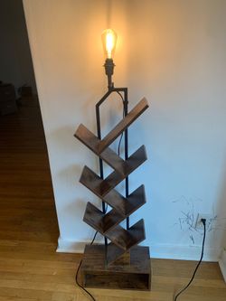 Vintage wood cd shelf with light