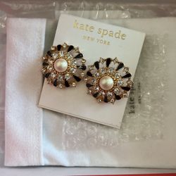 Kate Spade Tuxedo Pearl Earring New In Box With Tags 
