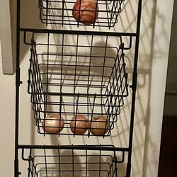 Three Basket Metal Fruit And Veg Stand 