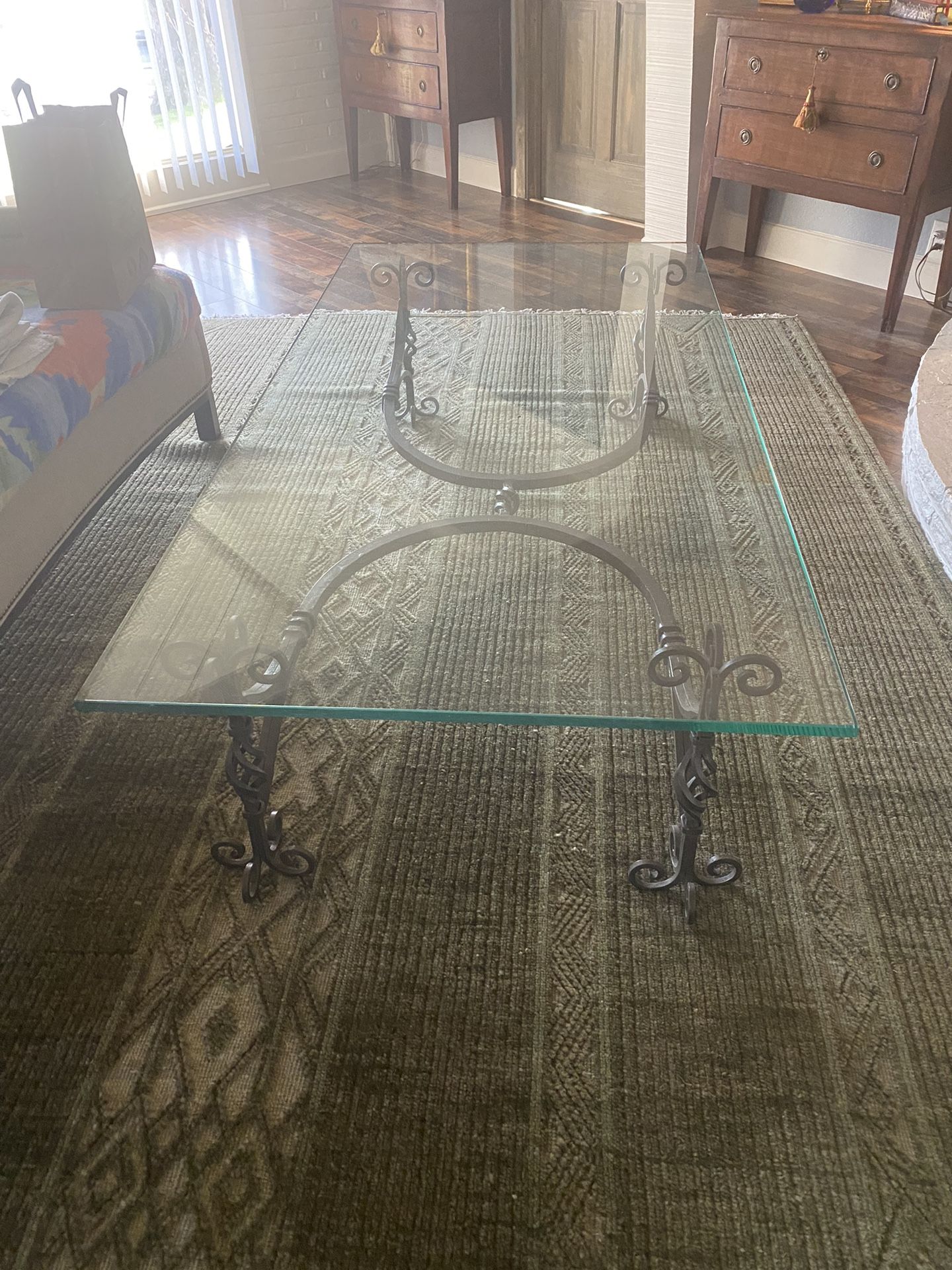 Wonderful 1950s Glass And wrought Iron Coffee Table 