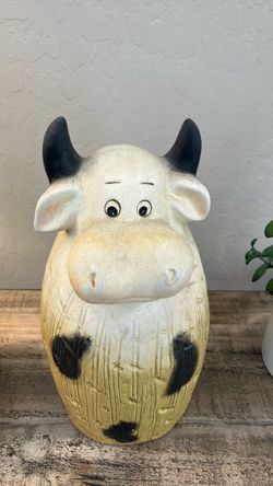Ceramic Cow Figurine – 12" Tall Farmhouse Decor