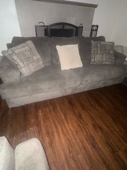 Couch and sofa love seat with accent pillow.