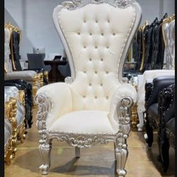 Silver and White Throne/Party Chair