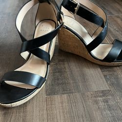 Size 8 High Heel Wedge Sandals Black