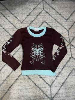 Girl’s Size L 11-12 years Vintage 90’s layered butterfly shirt Y2K fairy skater