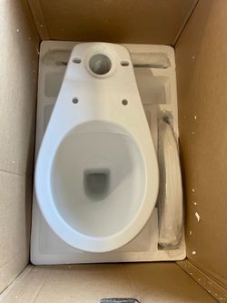 MaceratingFlo Compact Rear Outlet Toilet White 2-Piece 16.5 in. Round Bowl & 1.6 GPF Single Flush, 7" Rough-In, Two Extension Pipes