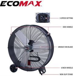 ECOMAX
30 in. 3 Fan Speeds Drum Fan