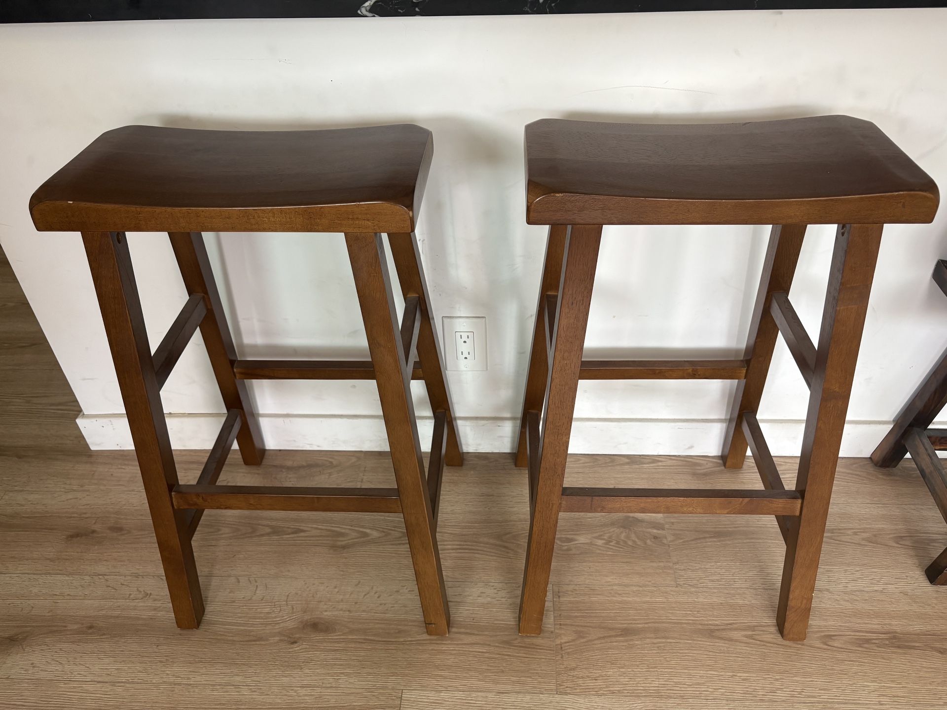 Wood Barstools Pair