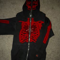 Red Skeleton Zip Up Hoodie