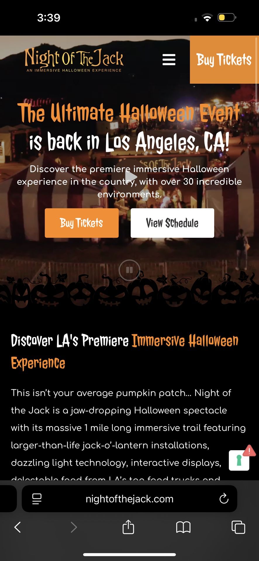 Night of the Jack tickets (4) plus parking