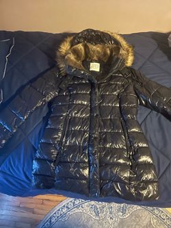 S13 New York Glossy Puffer Jacket with Fur Hood