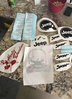 Jeep and Harley Davidson decals