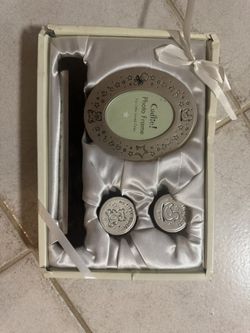🎁 Baby Keepsake Gift Set – Photo Frame + First Tooth & Curl Holders – NEW in Box