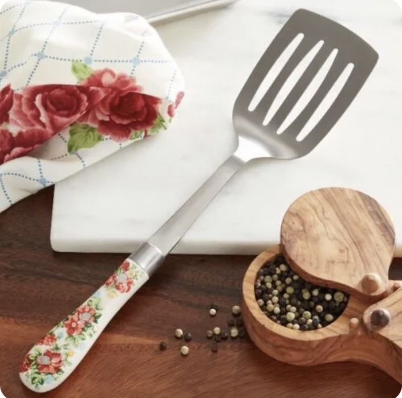 Pioneer Woman Vintage Floral Slotted Spatula Stainless Steel Bakelite Handle