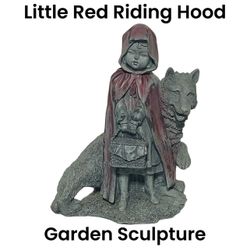 Little Red Riding Hood and Wolf Garden Sculpture 