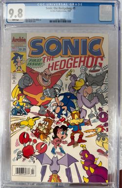 SONIC THE HEDGEHOG #1 Newsstand Edition CGC 9.8 Archie Publications Comics 1993