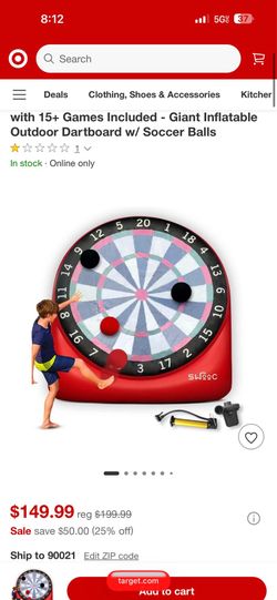 Inflatable soccer dart game