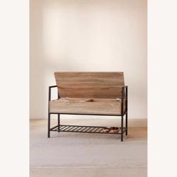 Entryway bench with storage and shoe rack
