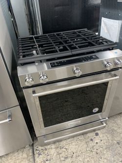 Kitchen aid 30” slide in range in stainless steel