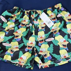 Simpsons Krusty Boxer Shorts NWT All Over Print Lounge Sleepwear