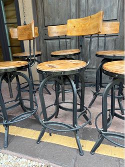 Counter height wood & metal stools