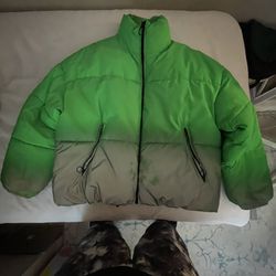 Zara Green Puffer Jacket Dnwr