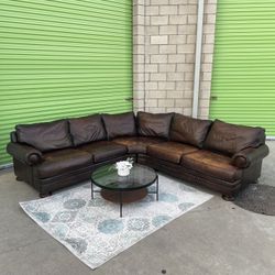 *Free Delivery* Brown Bernhardt Leather Sectional Couch Sofa