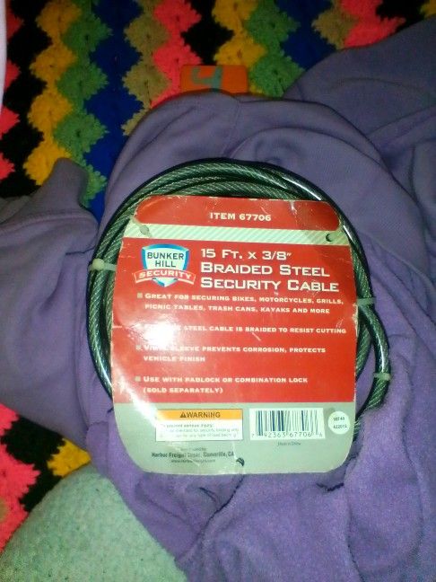 15 FT Braided Steel Security Cable