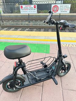 Electric Scooter with Seat and Basket