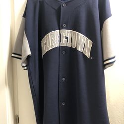 Vintage Starter Georgetown Hoyas NCAA Baseball Jersey Gray Blue Mens XL