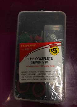 Sewing kit with reusable storage case