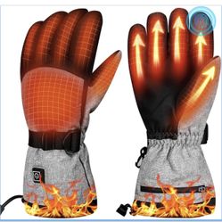 Heated Gloves, 5V 4000mAh Rechargeable Heated Gloves for Men, 3 Heating Levels, Touchscreen, Non-Slip for Skiing, Hunting, Outdoor Work，Size: Large(Pa