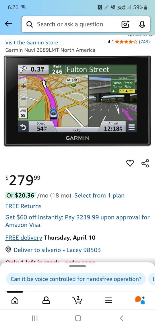 Garmin Nuvi2689 Lmt $100