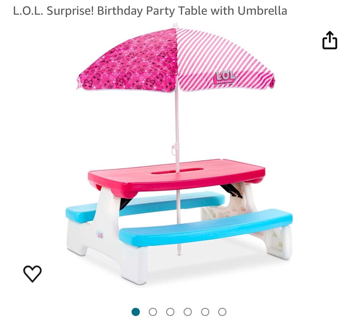 LOL Surprise Birthday Party Picnic Table with Umbrella